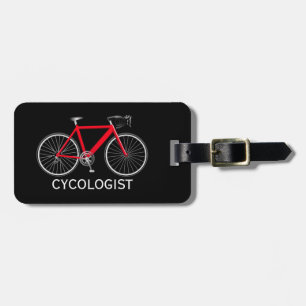 Etiqueta De Bagagem Bicicleta Vermelha Sobre Preto