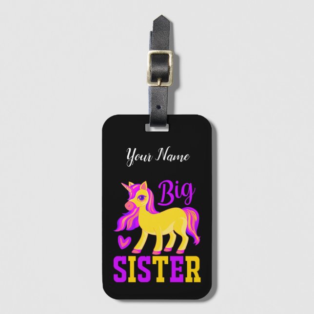 Etiqueta De Bagagem Big Sister Magical Unicorn (Frente Vertical)
