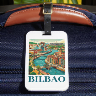 Etiqueta De Bagagem Bilbao Espanha Viagem - Arquitetura Colorida