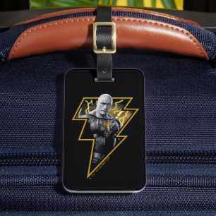 Etiqueta De Bagagem Black Adam Gray and Gold Lightning Graphic