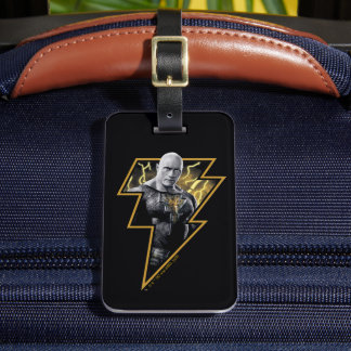Etiqueta De Bagagem Black Adam Gray and Gold Lightning Graphic