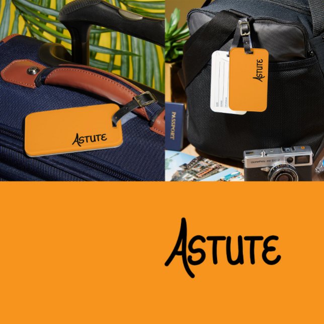 Etiqueta De Bagagem Black Hand lettered complimentary word Astute (Criador carregado)