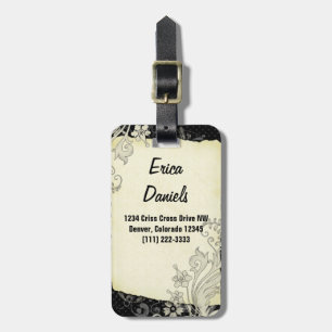 Etiqueta De Bagagem Black Ivory Vintage Floral