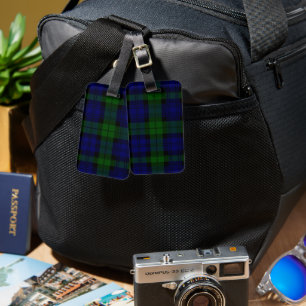 Etiqueta De Bagagem Black Watch Tartan Blue Green Xadrez