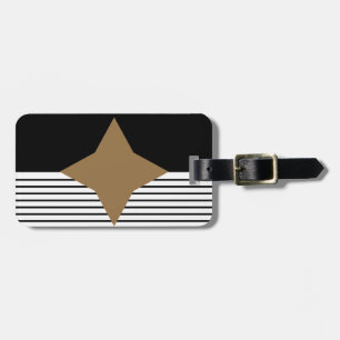 Etiqueta De Bagagem Black White Colorblock e Brown Diamond