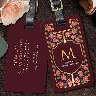 Etiqueta De Bagagem Blindagem rosa Blindagem Medieval Fantasy Monogram