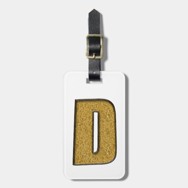 Etiqueta De Bagagem Bling Dourado D (Frente Vertical)
