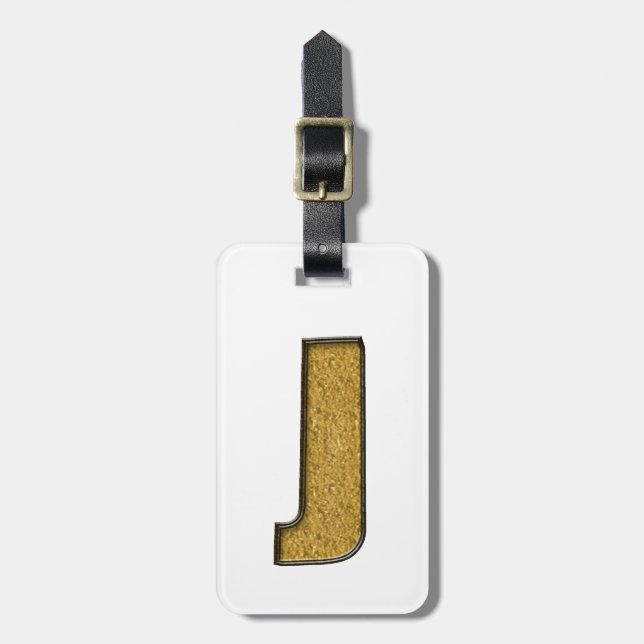 Etiqueta De Bagagem Bling Dourado J (Frente Vertical)