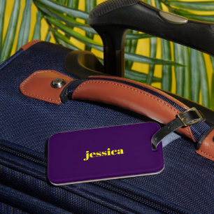 Etiqueta De Bagagem Bloco de cor nome personalizado minimalista