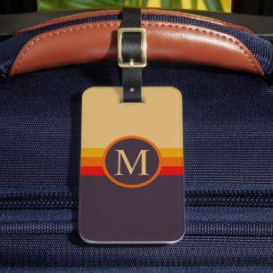 Etiqueta De Bagagem Bloco de Cor Preto Vermelho Escuro bege Personaliz