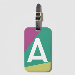 Etiqueta De Bagagem Bloco de Cores Retro Personalizado com Monograma
