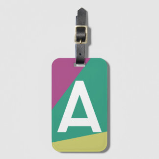 Etiqueta De Bagagem Bloco de Cores Retro Personalizado com Monograma