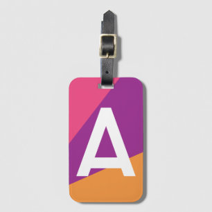Etiqueta De Bagagem Bloco de Cores Retro Personalizado com Monograma