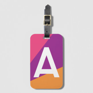 Etiqueta De Bagagem Bloco de Cores Retro Personalizado com Monograma
