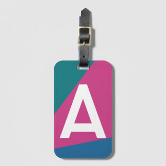 Etiqueta De Bagagem Bloco de Cores Retro Personalizado com Monograma