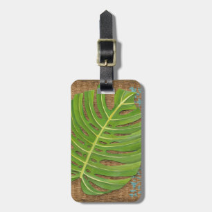 Etiqueta De Bagagem Bloquear Palma de Impressão no Fundo do Wicker