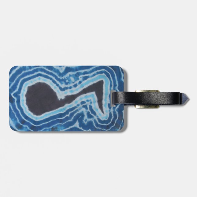 Etiqueta De Bagagem Blue Black Music Note Tie Dye (Traseira Horizontal)