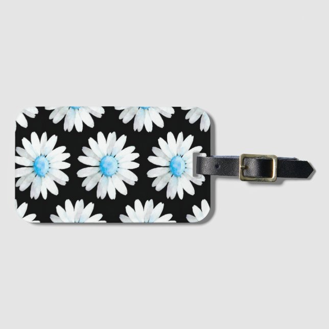 Etiqueta De Bagagem Blue Dotted Daisy's (Frente Horizontal)