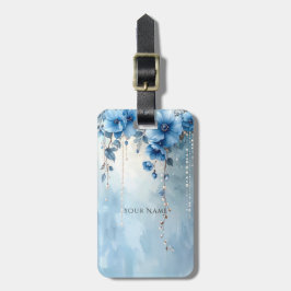Etiqueta De Bagagem Blue Flowers and Pearls Luggage Tag