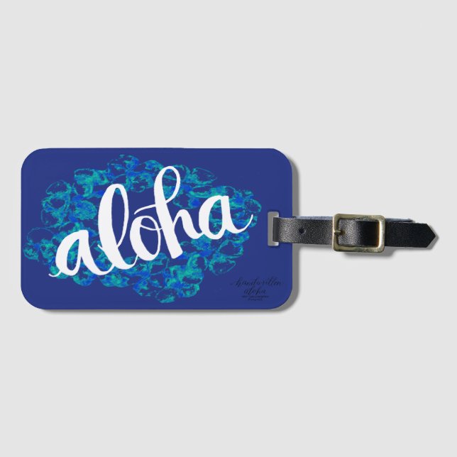 Etiqueta de Bagagem Blue Hawaii Aloha (Frente Horizontal)