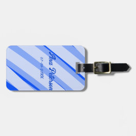 Etiqueta De Bagagem Blue pastel add name date boho retro lines pattern