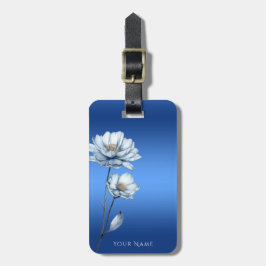 Etiqueta De Bagagem Blue Watercolor Flowers Luggage Tag