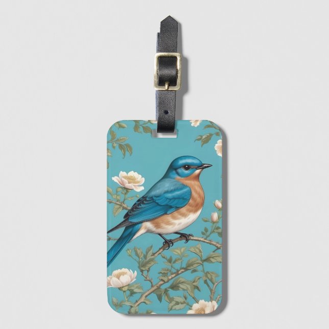Etiqueta De Bagagem Bluebird William Morris Inspirou Turquois (Frente Vertical)