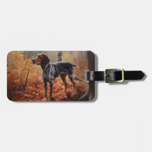 Etiqueta De Bagagem Bluetick Coonhound nas Folhas de Outono Caídas Ins