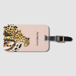 Etiqueta De Bagagem Blush Dourado Leopardo