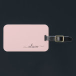 Etiqueta De Bagagem Blush Dusty Pink Girly Script Monograma Nome Moder<br><div class="desc">Blush Dusty Pink Monograma Adicione seu próprio nome Slogagem da Bagagem O slogan do saco faz o doce doce presente de 16 anos,  casamento,  chá de panela,  chá de fraldas ou festa de solteira para alguém que decora seu quarto em estilo.</div>
