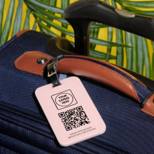 Etiqueta De Bagagem Blush Rosa QR   ID de Logotipo de Negócios Profiss