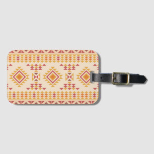 Etiqueta De Bagagem Boho Aztec Coágulo Tribal em Leve Rosa + Laranja