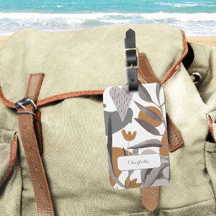 Etiqueta De Bagagem Boho Chic Floral Botânico Seu Nome