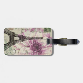 Etiqueta De Bagagem Boho Chic floral Vintage Paris Torre Eiffel