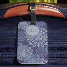 Etiqueta De Bagagem Boho Denim Moody Blues Mandalas