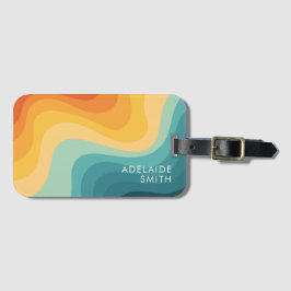 Etiqueta De Bagagem Boho Retro Clássico Onda de Cor Minimalista