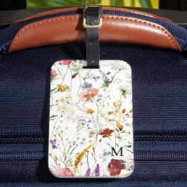 Etiqueta De Bagagem Boho Wildflower Aquarela Primavera Flor
