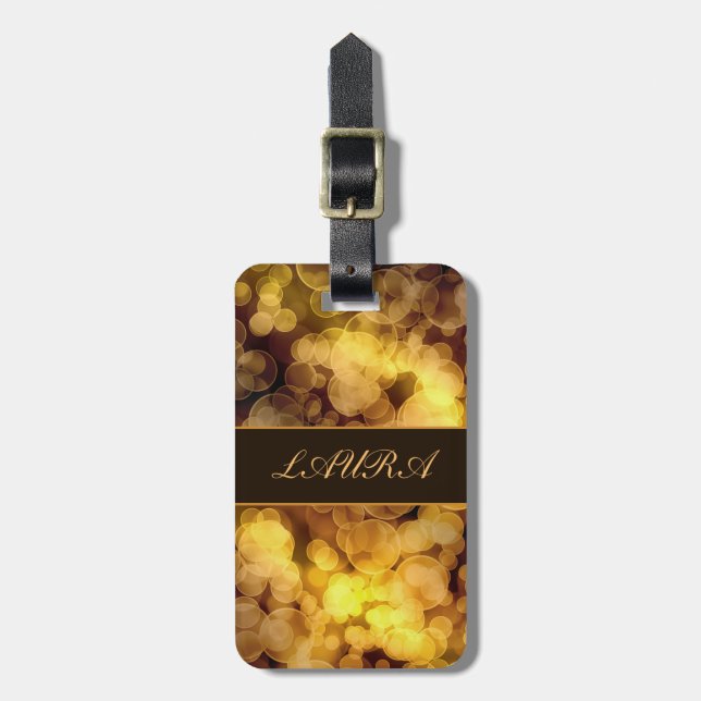 Etiqueta De Bagagem Bokeh dourado abstrato (Frente Vertical)