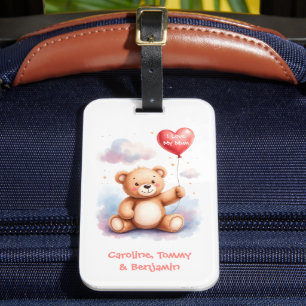 Etiqueta De Bagagem Bola de Coração do Urso Doce Viagem Mãe