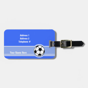 Etiqueta De Bagagem Bola de futebol; Azul