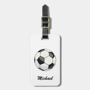 Etiqueta De Bagagem Bola de futebol personalizada branca trendy