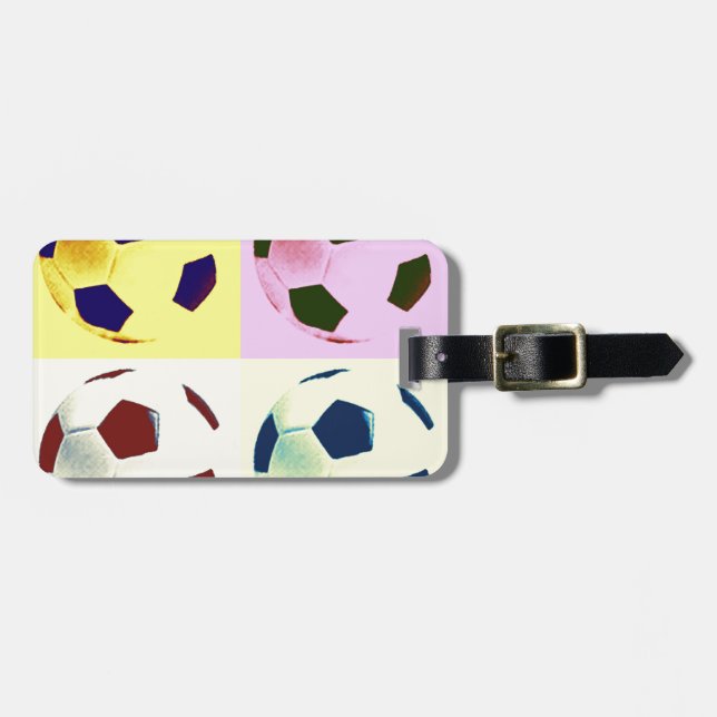 Etiqueta De Bagagem Bolas de futebol de pop Art (Frente Horizontal)