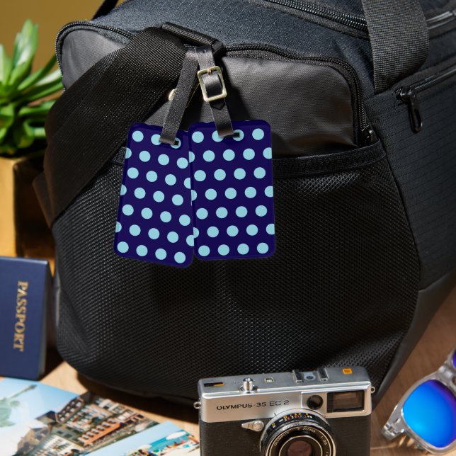 Etiqueta De Bagagem Bold Blue Polka Dots (Frente e verso)