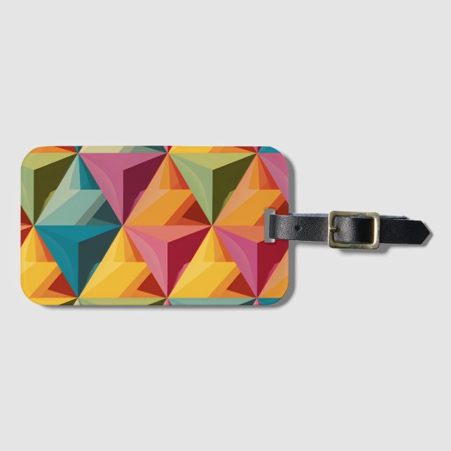 Etiqueta De Bagagem Bold Geometric Triangle Pattern  (Frente Horizontal)