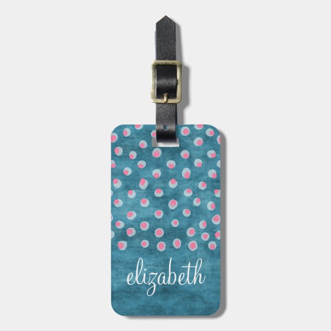 Etiqueta De Bagagem Bolinhas de água - azul e rosa (Frente Vertical)