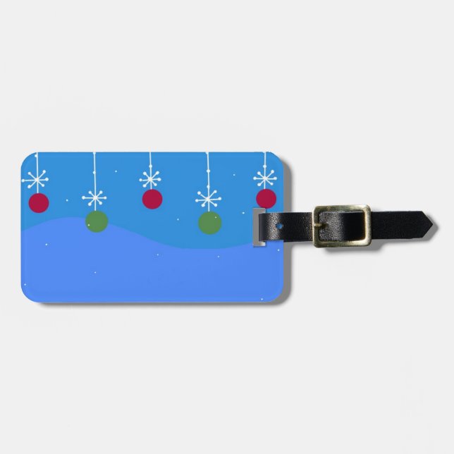 Etiqueta De Bagagem Bolinhas de Natal e Flocos de Neve (Frente Horizontal)