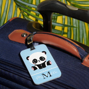 Etiqueta De Bagagem Bolinhas Personalizada do Urso de Panda Cute Monog