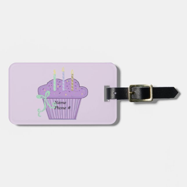 Etiqueta De Bagagem Bolo de Xícara Purple Delight (Frente Horizontal)
