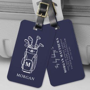 Etiqueta De Bagagem Bolsa de Golfe com Monograma Azul Marinho