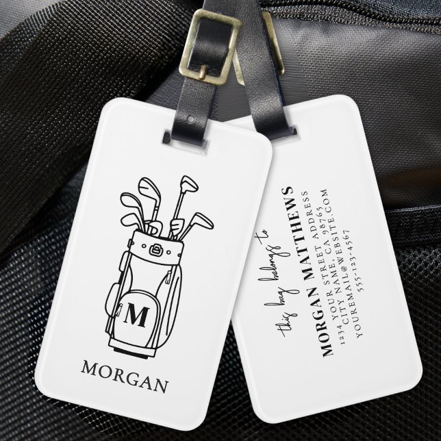 Etiqueta De Bagagem Bolsa de Golfe Monogramada (Monogram Golf Bag Luggage Tag)